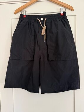 Men's Black Nylon Cargo Drawstring Shorts Kandor Flagstuff Size Small Japan